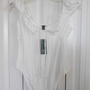 NWT Wild Fable White Ruffled Milkmaid Bodysuit/One Piece Size Large